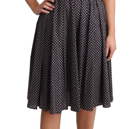 Dolce & Gabbana Black Floral Cotton A-Line Stretch Dress