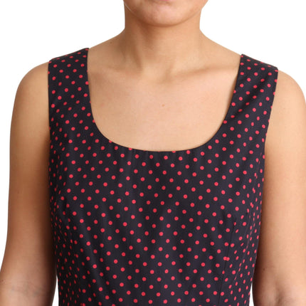 Dolce & Gabbana Red Blue Polka Cotton A-Line Gown Dress