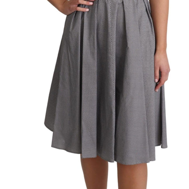 Dolce & Gabbana Blue Beige Geometric Cotton A-Line Dress