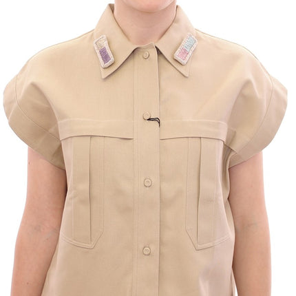 Andrea Incontri Beige Sleeveless Blouse Top
