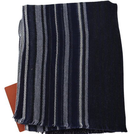 Missoni Multicolor Wool Striped Unisex Wrap Fringes Shawl