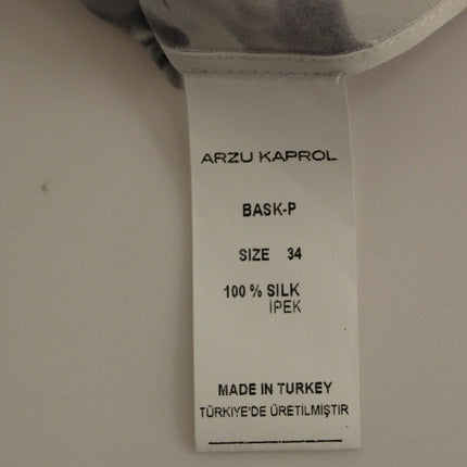 Arzu Kaprol Gray Blue Silk Sleeveless Top Shirt Blouse