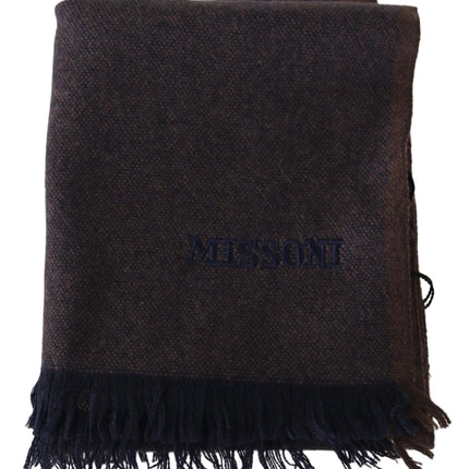 Missoni Brown 100% Cashmere Unisex Neck Wrap Fringes Scarf