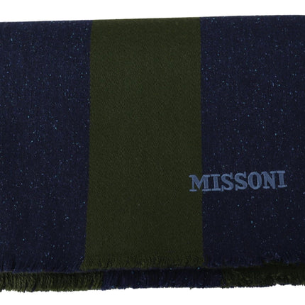 Missoni Blue Green Wool Unisex Neck Wrap Shawl Blue