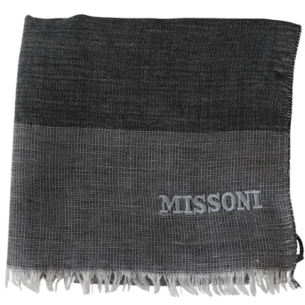 Missoni Gray Striped Wool Unisex Neck Wrap Fringes Scarf