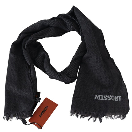 Missoni Black Wool Knit Unisex Neck Wrap Scarf