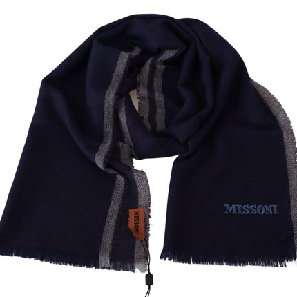 Missoni Multicolor Striped Wool Unisex Wrap Fringes Scarf