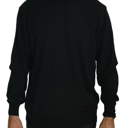 MILA SCHÖN Black Turtle Neck Pullover Top Virgin Wool Sweater