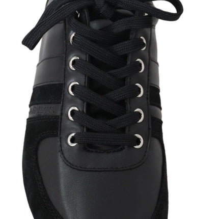 Dolce & Gabbana Black Logo Leather Casual Sneakers Shoes