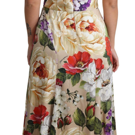 Dolce & Gabbana Print Silk Stretch One Shoulder Dress Floral