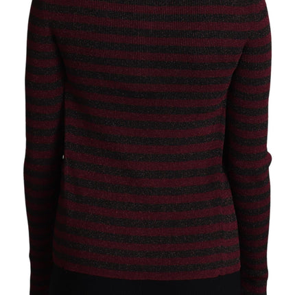 Dolce & Gabbana Black Red Striped Viscose Cardigan Sweater
