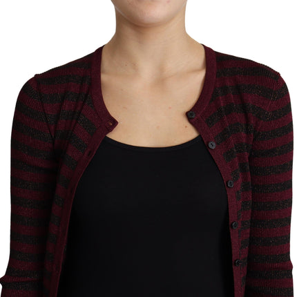 Dolce & Gabbana Black Red Striped Viscose Cardigan Sweater