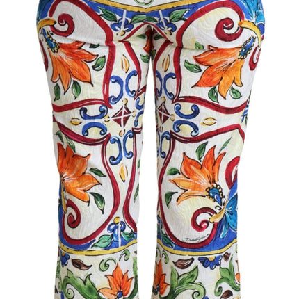 Dolce & Gabbana Multicolor Majolica Print Trouser  Cotton Pants