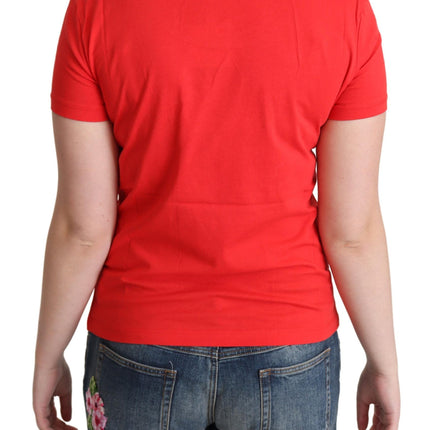 Moschino Red Cotton Come Play 4 Us Print Tops Blouse T-shirt