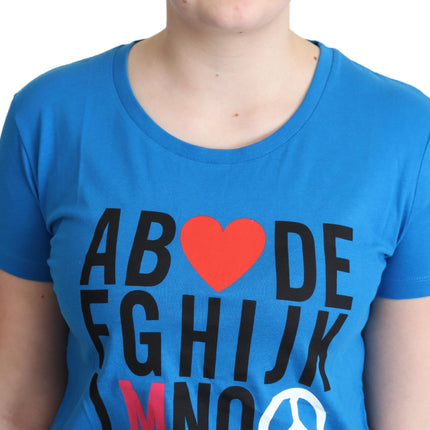 Moschino Blue Cotton Alphabet Letter Print Tops