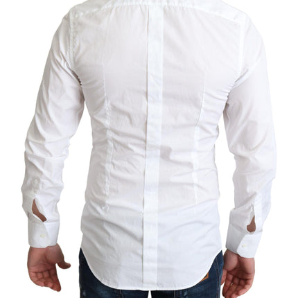 Dolce & Gabbana White Cotton Long Sleeves Men Formal Shirt