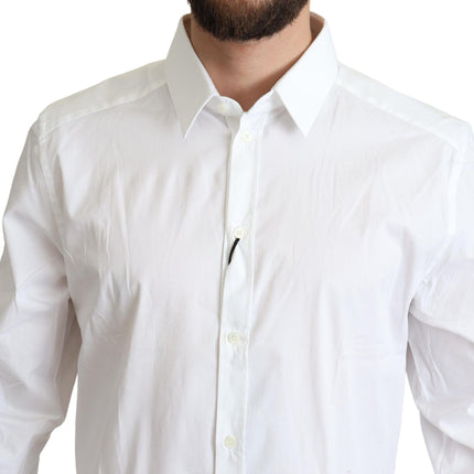 Dolce & Gabbana White Cotton Stretch Men Dress Formal Shirt