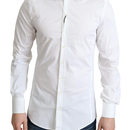 Dolce & Gabbana White Cotton Stretch Men Formal SICILIA Shirt