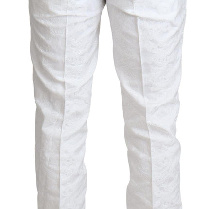 Dolce & Gabbana White Brocade Jaquard Dress Trouser Pants