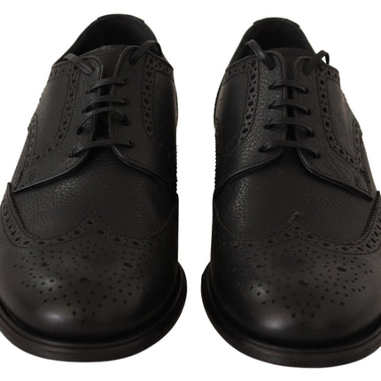 Dolce & Gabbana Black Leather Oxford Wingtip Formal Dress Shoes