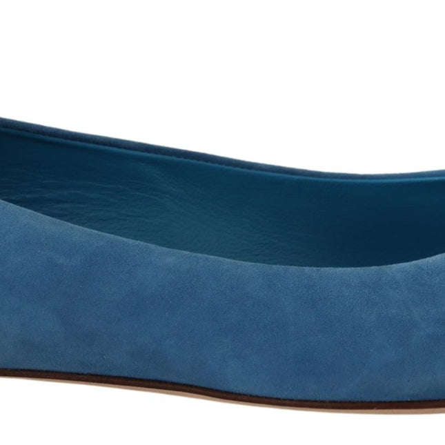 Dolce & Gabbana Blue Suede Crystals Loafers Flats Shoes
