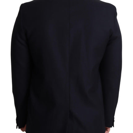 Dolce & Gabbana Dark Blue Wool Single Breasted Coat Jacket