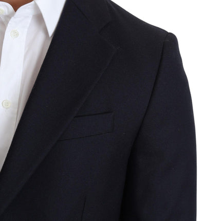 Dolce & Gabbana Dark Blue Wool Single Breasted Coat Jacket