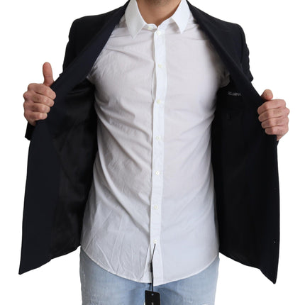 Dolce & Gabbana Dark Blue Wool Single Breasted Coat Jacket