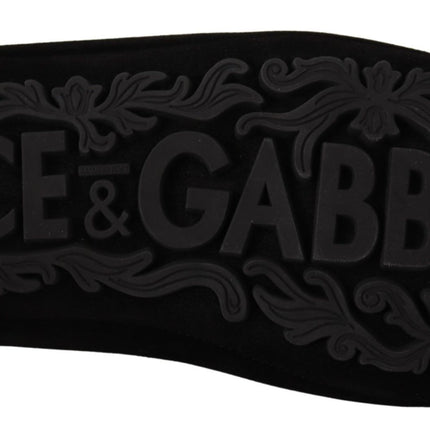 Dolce & Gabbana Black Leather Crystal Gold Crown Loafers Shoes