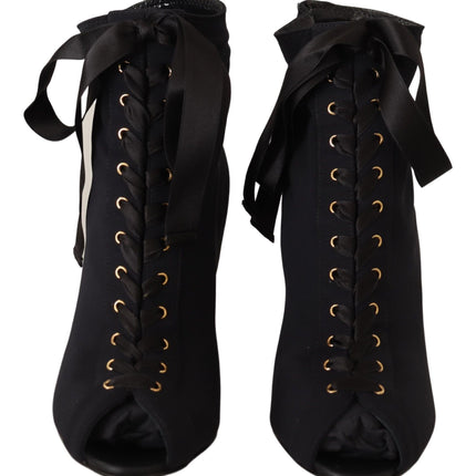 Dolce & Gabbana Black Stretch Short Ankle Boots Shoes