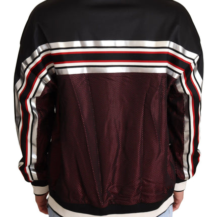 Dolce & Gabbana Black Red Mesh Sport Pullover Crewneck Sweater