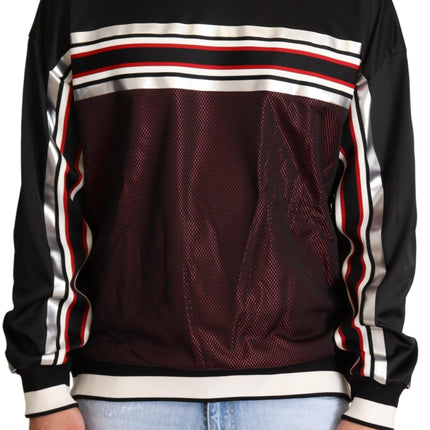 Dolce & Gabbana Black Red Mesh Sport Pullover Crewneck Sweater