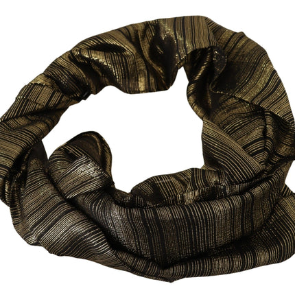 Dolce & Gabbana Metallic Gold Silk Stretch Shawl Wrap Scarf