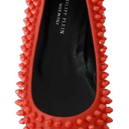 Philipp Plein Orange Leather Ballerina WHAT I DO Flats Shoes