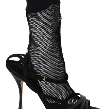Dolce & Gabbana Black Suede Short Boots Sandals Shoes
