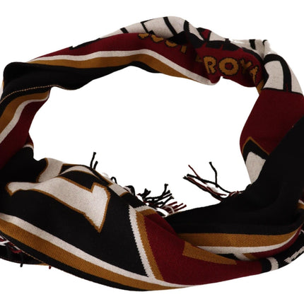 Dolce & Gabbana Multicolor Wool Knit DG King Shawl Wrap Scarf