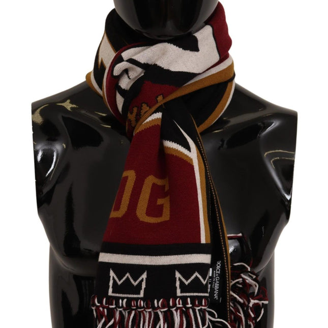 Dolce & Gabbana Multicolor Wool Knit DG King Shawl Wrap Scarf