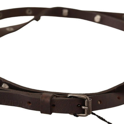 Costume National Brown Leather Silver Tone Buckle Belt