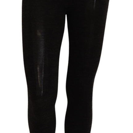 Dolce & Gabbana Black Wool Stretch Tights Stocking Socks