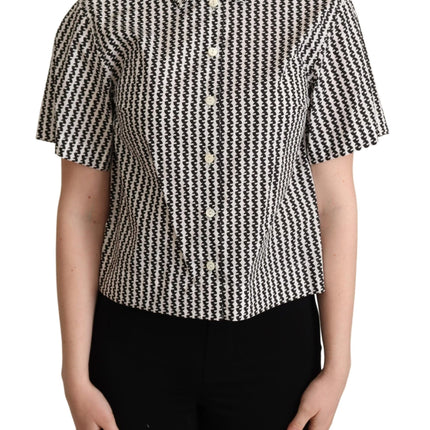 Dolce & Gabbana White Black Fantasy Pattern Shirt