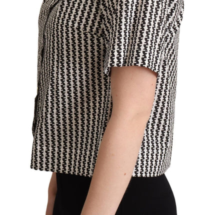 Dolce & Gabbana White Black Fantasy Pattern Shirt