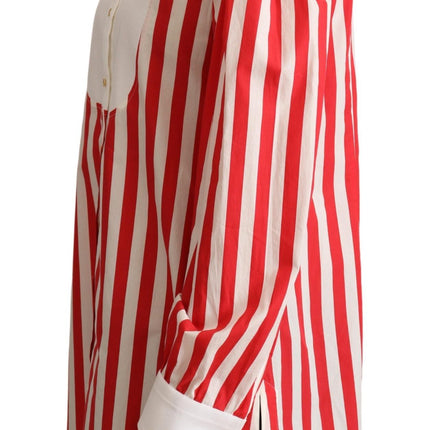 Dolce & Gabbana Red White Striped Long Sleeves Formal Shirt