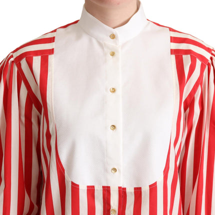 Dolce & Gabbana Red White Striped Long Sleeves Formal Shirt