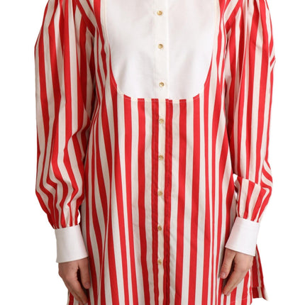 Dolce & Gabbana Red White Striped Long Sleeves Formal Shirt