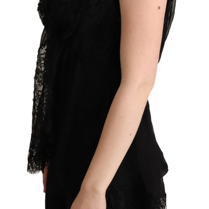 Dolce & Gabbana Black Silk Lace Trim Camisole Tank Top