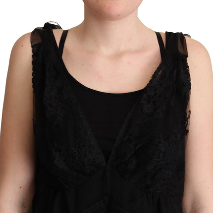 Dolce & Gabbana Black Silk Lace Trim Camisole Tank Top