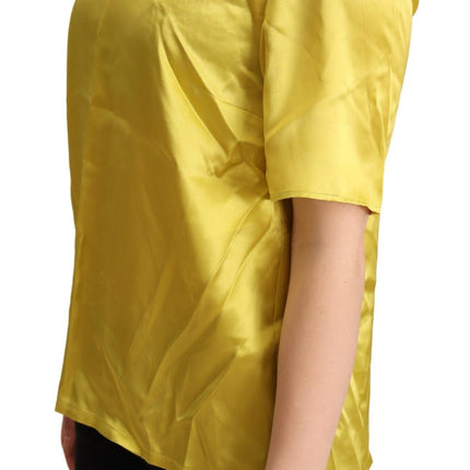 Dolce & Gabbana Yellow Silk Short Sleeve Blouse T-shirt