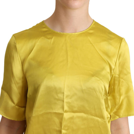 Dolce & Gabbana Yellow Silk Short Sleeve Blouse T-shirt