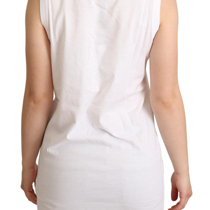Dolce & Gabbana White La Moda Crystal Tank Top T-shirt