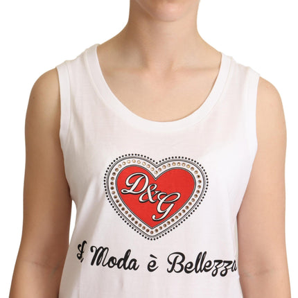 Dolce & Gabbana White La Moda Crystal Tank Top T-shirt
